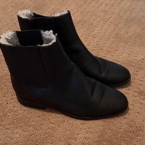 J. Crew Black leather Ankle Booties with White Lining